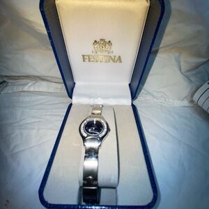 Women's Silver Watch with Blue Dial